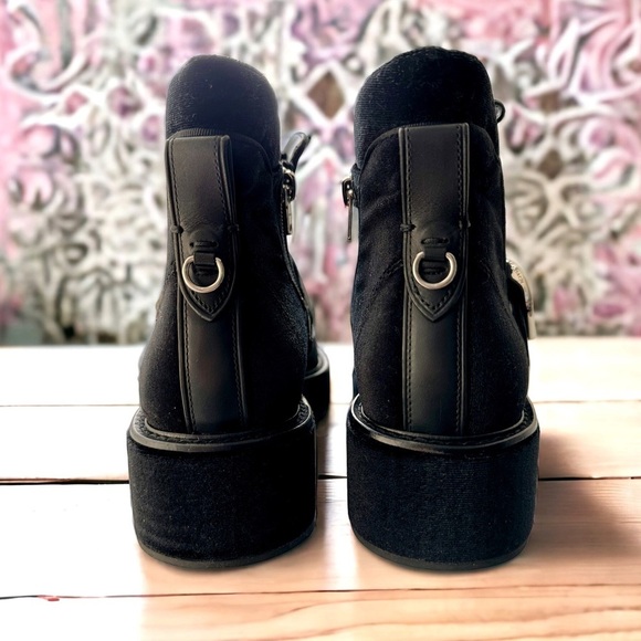 Coach x Tabitha Simmons Velvet Black Chelsea Hiker Ankle Boots - Picture 6 of 8